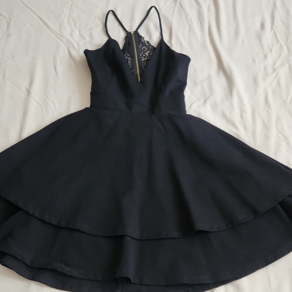 Elegant Black Lace-Back Dress